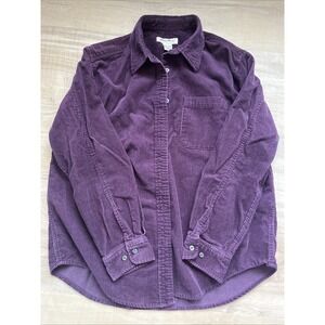 Eddie Bauer Purple Corduroy Women's L/petite Long Sleeve Button Shirt Classic